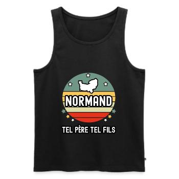 tel père tel fils papa normand région normandie - Débardeur bio Premium Homme - noir - Devant - Michal (187cm)