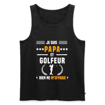 papa golfeur rien ne m'effraie papa golf - Débardeur bio Premium Homme - noir - Devant - Michal (187cm)