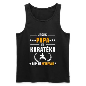 papa karatéka rien ne m'effraie papa karaté - Débardeur bio Premium Homme - noir - Devant - Michal (187cm)