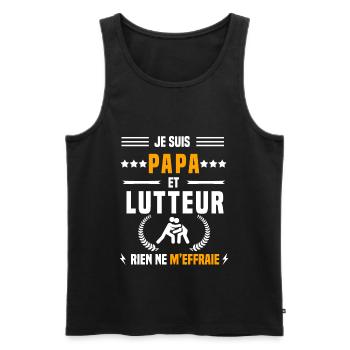papa lutteur rien ne m'effraie papa lutte - Débardeur bio Premium Homme - noir - Devant - Michal (187cm)