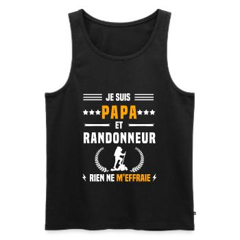 papa randonneur rien ne m'effraie papa randonnée - Débardeur bio Premium Homme - noir - Devant - Michal (187cm)