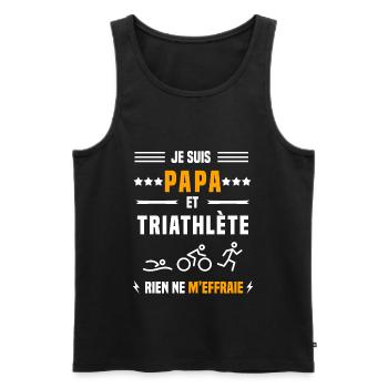 papa triathlète rien ne m'effraie papa triathlon - Débardeur bio Premium Homme - noir - Devant - Michal (187cm)