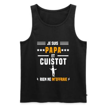 papa cuistot rien ne m'effraie papa cuisine - Débardeur bio Premium Homme - noir - Devant - Michal (187cm)