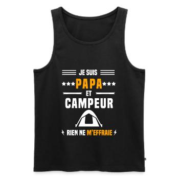 papa campeur rien ne m'effraie papa camping - Débardeur bio Premium Homme - noir - Devant - Michal (187cm)