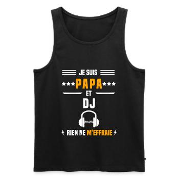 papa DJ rien ne m'effraie papa musique - Débardeur bio Premium Homme - noir - Devant - Michal (187cm)