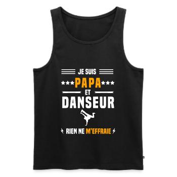 papa danseur rien ne m'effraie papa danse - Débardeur bio Premium Homme - noir - Devant - Michal (187cm)