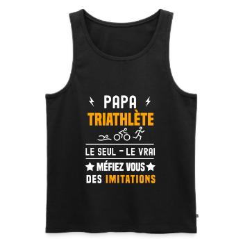 papa triathlète le seul le vrai papa triathlon - Débardeur bio Premium Homme - noir - Devant - Michal (187cm)