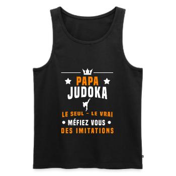 papa judoka méfiez vous des imitations judo - Débardeur bio Premium Homme - noir - Devant - Michal (187cm)