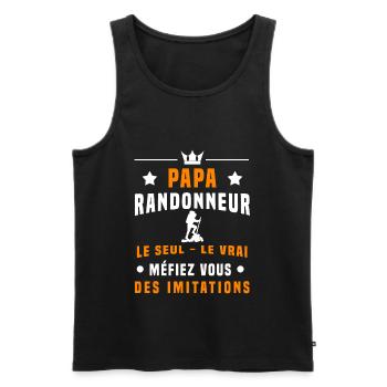 papa randonneur méfiez vous imitations randonnée - Débardeur bio Premium Homme - noir - Devant - Michal (187cm)