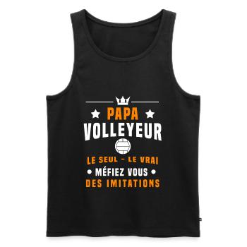 papa volleyeur méfiez vous imitations volleyball - Débardeur bio Premium Homme - noir - Devant - Michal (187cm)