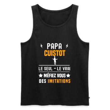papa cuistot le seul le vrai papa cuisine - Débardeur bio Premium Homme - noir - Devant - Michal (187cm)