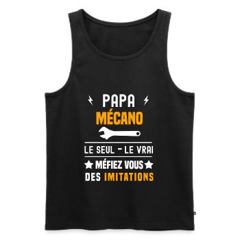 papa mécano le seul le vrai papa mécanicien - Débardeur bio Premium Homme - noir - Devant - AI Model Male 178 light (178cm)