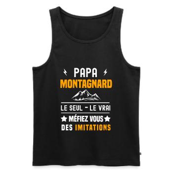 papa montagnard le seul le vrai papa montagne - Débardeur bio Premium Homme - noir - Devant - Michal (187cm)