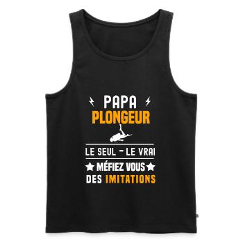 papa plongeur apnée le seul le vrai papa plongée - Débardeur bio Premium Homme - noir - Devant - Michal (187cm)