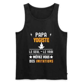 papa yogiste le seul le vrai papa yoga - Débardeur bio Premium Homme - noir - Devant - Michal (187cm)