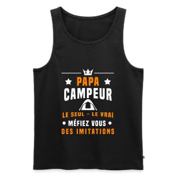 papa campeur méfiez vous imitations camping - Débardeur bio Premium Homme - noir - Devant - Michal (187cm)
