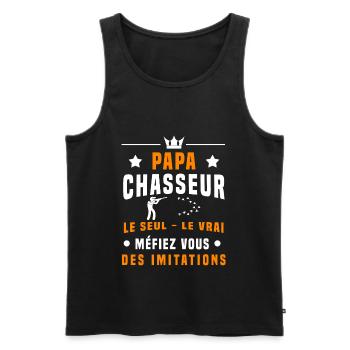 papa chasseur méfiez vous imitations chasse - Débardeur bio Premium Homme - noir - Devant - Michal (187cm)