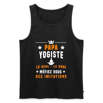 papa yogiste méfiez vous imitations yoga - Débardeur bio Premium Homme - noir - Devant - Michal (187cm)