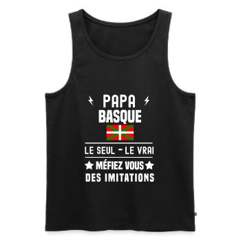 papa basque drapeau le seul le vrai pays basque - Débardeur bio Premium Homme - noir - Devant - Michal (187cm)