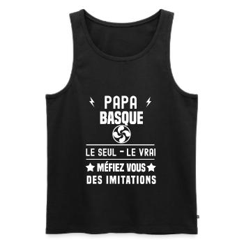 papa basque lauburu le seul le vrai pays basque - Débardeur bio Premium Homme - noir - Devant - Michal (187cm)