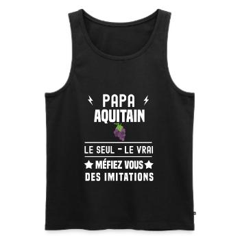 papa aquitain vigne le seul le vrai aquitaine - Débardeur bio Premium Homme - noir - Devant - Michal (187cm)