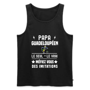 papa guadeloupéen drapeau le seul vrai guadeloupe - Débardeur bio Premium Homme - noir - Devant - AI Model Male 178 light (178cm)