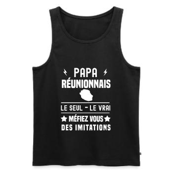 papa réunionnais homme le seul le vrai la réunion - Débardeur bio Premium Homme - noir - Devant - AI Model Male 178 light (178cm)