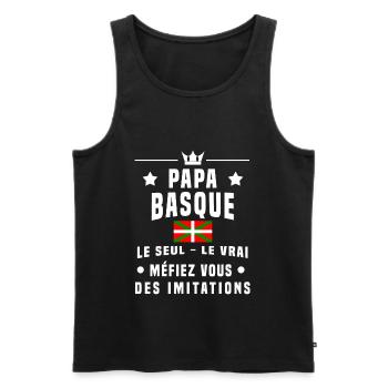 papa basque drapeau méfiez vous imitations - Débardeur bio Premium Homme - noir - Devant - Michal (187cm)