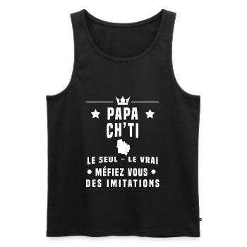 papa ch'ti méfiez vous imitations - Débardeur bio Premium Homme - noir - Devant - Michal (187cm)