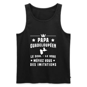 papa guadeloupéen homme méfiez vous imitations - Débardeur bio Premium Homme - noir - Devant - AI Model Male 178 light (178cm)