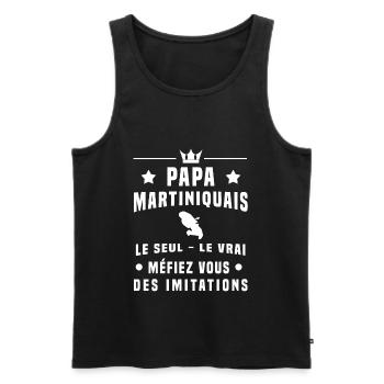 papa martiniquais homme méfiez vous imitations - Débardeur bio Premium Homme - noir - Devant - Michal (187cm)