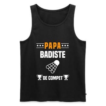 papa badiste de compet père cadeau papa badminton - Débardeur bio Premium Homme - noir - Devant - Michal (187cm)