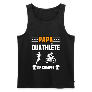 papa duathlète de compet père cadeau papa duathlon - Débardeur bio Premium Homme - noir - Devant - Michal (187cm)