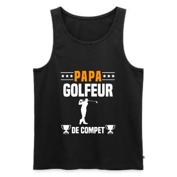 papa golfeur de compet père cadeau papa golf - Débardeur bio Premium Homme - noir - Devant - Michal (187cm)