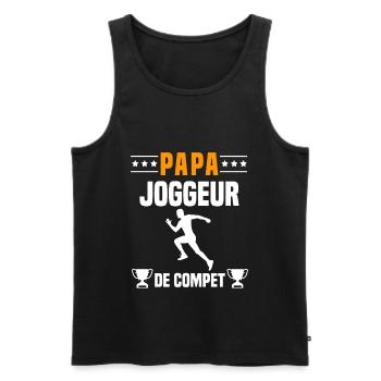 papa joggeur de compet père cadeau papa running - Débardeur bio Premium Homme - noir - Devant - Michal (187cm)