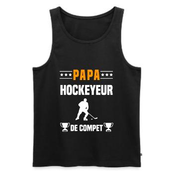 papa hockeyeur de compet père cadeau papa hockey - Débardeur bio Premium Homme - noir - Devant - Michal (187cm)
