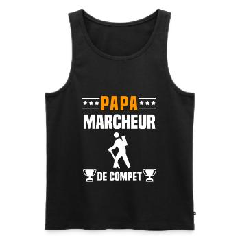 papa marcheur de compet père cadeau papa marche - Débardeur bio Premium Homme - noir - Devant - Michal (187cm)