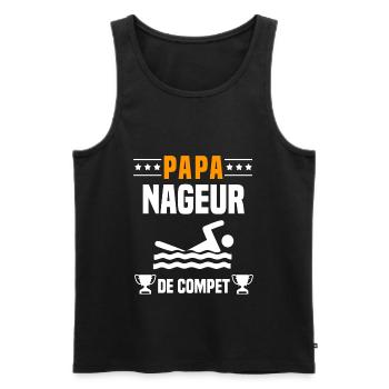 papa nageur de compet père cadeau papa natation - Débardeur bio Premium Homme - noir - Devant - Michal (187cm)