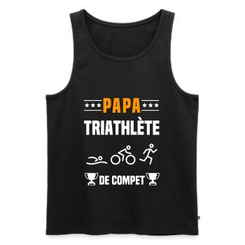 papa triathlète de compet cadeau papa triathlon - Débardeur bio Premium Homme - noir - Devant - Michal (187cm)