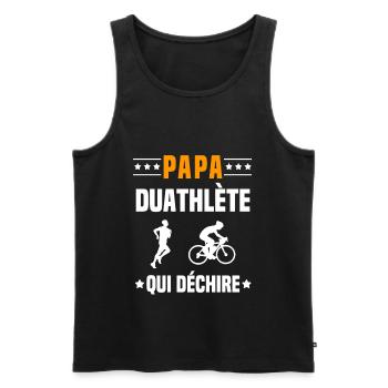 papa duathlète qui déchire papa duathlon - Débardeur bio Premium Homme - noir - Devant - Michal (187cm)