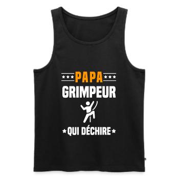 papa grimpeur qui déchire papa escalade - Débardeur bio Premium Homme - noir - Devant - Michal (187cm)