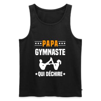 papa gymnaste qui déchire papa gym - Débardeur bio Premium Homme - noir - Devant - Michal (187cm)