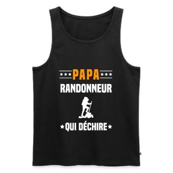 papa randonneur qui déchire papa randonnée - Débardeur bio Premium Homme - noir - Devant - Michal (187cm)