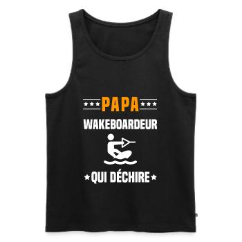 papa wakeboardeur qui déchire papa wakeboard - Débardeur bio Premium Homme - noir - Devant - Michal (187cm)