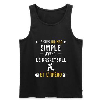 mec simple basketball sport et apéro - Débardeur bio Premium Homme - noir - Devant - Michal (187cm)