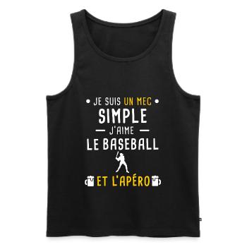 mec simple baseball baseballeur et apéro - Débardeur bio Premium Homme - noir - Devant - AI Model Male 178 light (178cm)