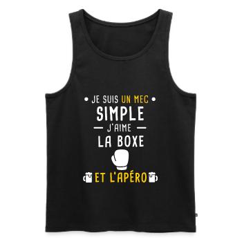 mec simple boxe gants et apéro - Débardeur bio Premium Homme - noir - Devant - Michal (187cm)