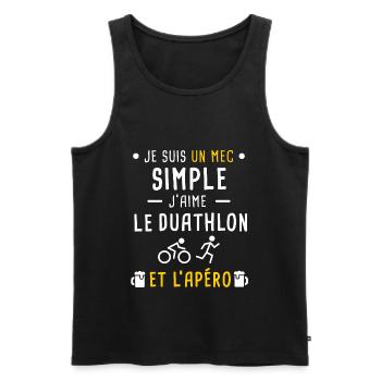 mec simple duathlon sport et apéro - Débardeur bio Premium Homme - noir - Devant - Michal (187cm)
