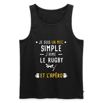 mec simple rugby et apéro - Débardeur bio Premium Homme - noir - Devant - Michal (187cm)