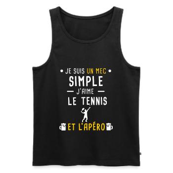 mec simple tennis et apéro - Débardeur bio Premium Homme - noir - Devant - Michal (187cm)